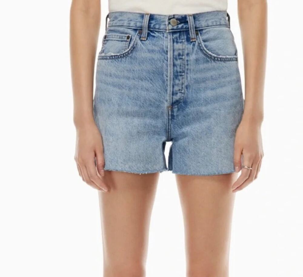 Denim Forum Aritzia Joni Mid Length Denim Jean Cotton Shorts Size 25